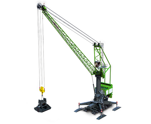 SENNEBOGEN mobile port crane 9300 E for port handling with clamshell grab