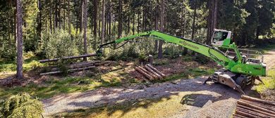 SENNEBOGEN Forstbagger Fällkran Holzerntemaschine Umschlagmaschine 738 E Böschungspflege Energieholzernte Landschaftspflege Baumpflege Reichweite